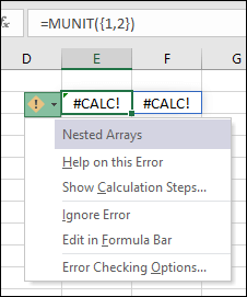 嵌套数组 #CALC！错误