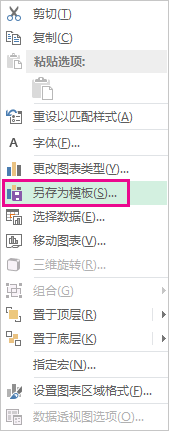 显示快捷菜单上的“另存为模板”命令的屏幕截图。