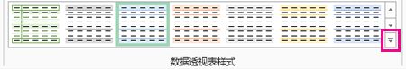 “数据透视表样式”库中的“更多”按钮