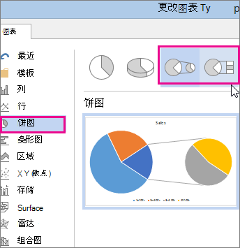 饼图或复合条饼图类型