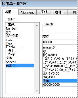 “设置单元格格式”对话框中的“自定义”类别