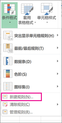 “开始”选项卡上的“条件格式”按钮
