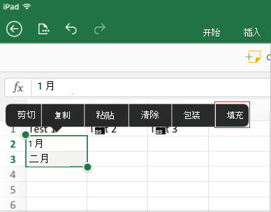 “填充系列”菜单