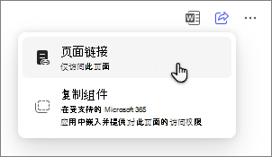 Copilot Pages 选项，用于通过页面链接共享页面。