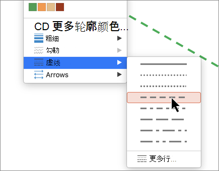 Mac 形状轮廓短划线菜单