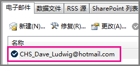 Outlook 2013 中的“帐户设置”对话框中的帐户