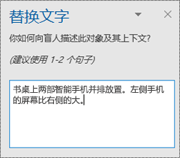 Outlook for Windows 中的替换文字窗格。