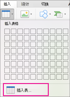 “插入表格”菜单选项