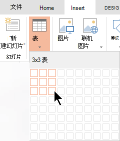 在“插入”选项卡上，选择“表”。