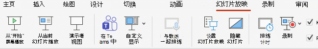 SlideShow 选项卡的屏幕截图。