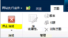 “页面”选项卡上的“停止编辑”按钮
