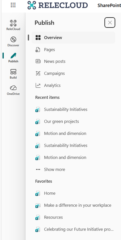 SharePoint 应用栏“发布”