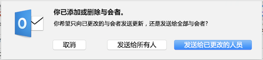 你已添加或删除与会者。