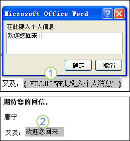 操作中的 FILLIN 域