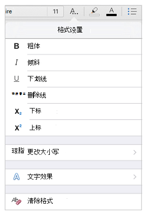 文本格式选项