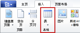 “插入”选项卡上的“表格”命令
