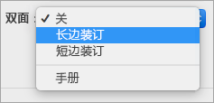 在“双面”菜单上选择一个选项