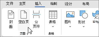 功能区上的“插入空白页”按钮