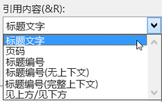 “插入引用”列表中的选项