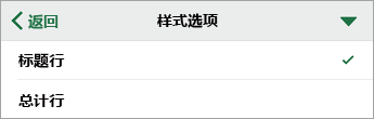 “样式选项”命令，选中了标题行