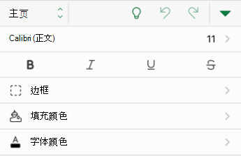 Excel for iOS 中的字体格式设置选项