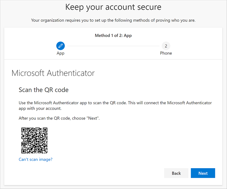 使用 Authenticator 应用扫描 QR 码