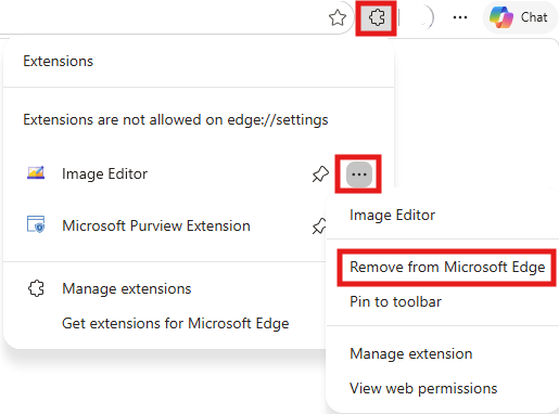从 Microsoft Edge 中删除的屏幕截图。