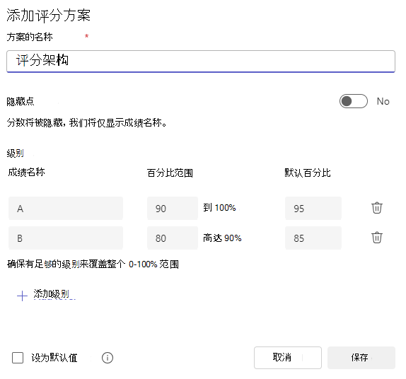 添加评分方案