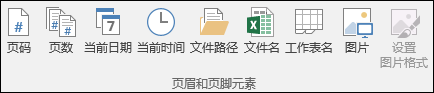 页眉 & 页脚设计功能区选项卡