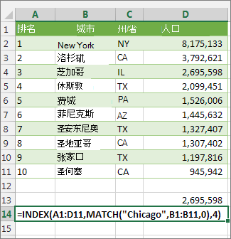 使用 INDEX 和 MATCH 查找值