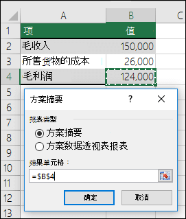方案摘要”对话框