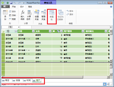 PowerPivot 选项卡式窗口