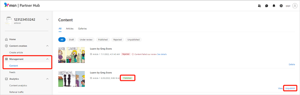 在 WordPress 中取消发布 MSN 帖子