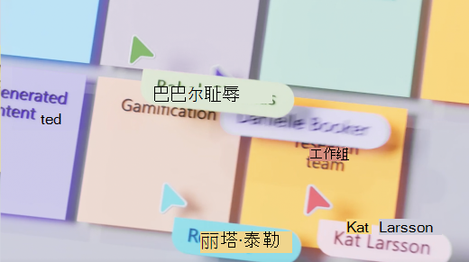 使用协作游标可以轻松地在 Teams 会议期间跟踪对白板的更改。