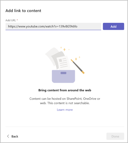 Add link to content menu with a field to add a URL from internal or external sourcews