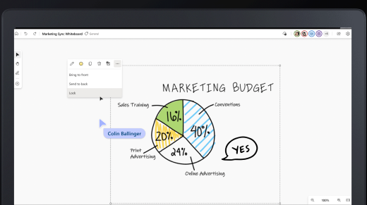 现在可以将对象锁定到白板画布上。