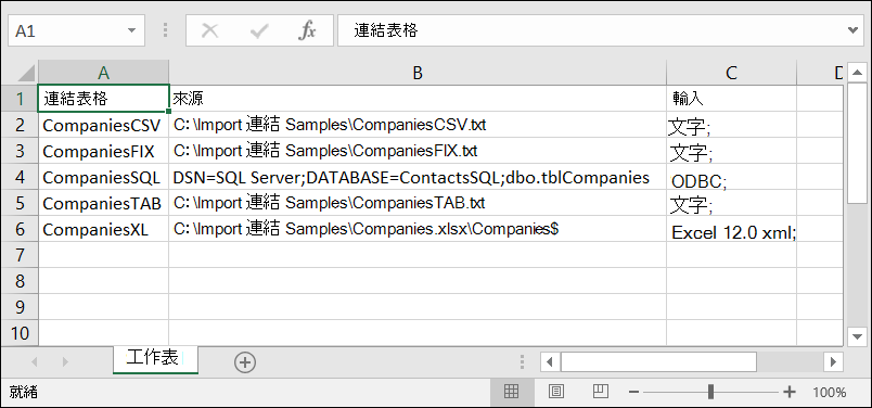 顯示 Access 連結資料表資訊的 Excel 活頁簿