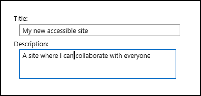 SharePoint Online 新網站標題對話方塊