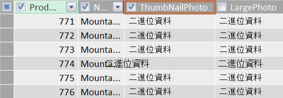 縮圖影像的二進位欄位範例