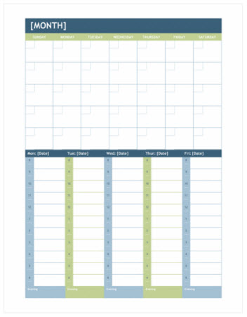 每月及每週計畫Calendar (Word) 