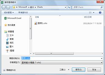 顯示儲存圖表範本對話框的截圖。
