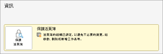 在資訊選單下的保護工作簿
