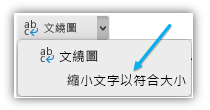 螢幕擷取畫面，顯示功能區上的 [縮小文字以符合大小] 按鈕。