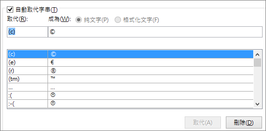 自動校正清單