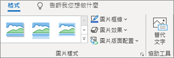 Windows 上 Outlook 的 Ribbon 上的替代文字按鈕。