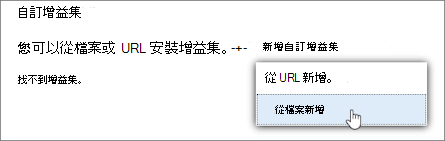 在 Outlook 中上傳自訂附加元件的選項