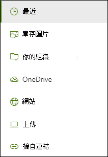 新增連結時可用的地點清單。