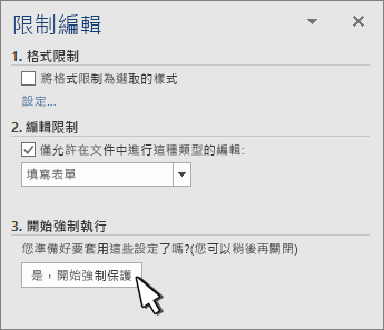 [限制編輯] 面板