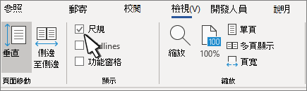 檢視標籤上的尺標設定