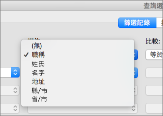 按一下您想要做為篩選依據的欄位